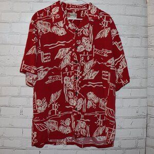 ❤️ Hilo Hattie “The Hawaiian Original” Aloha Shirt · Red Floral · Size XL